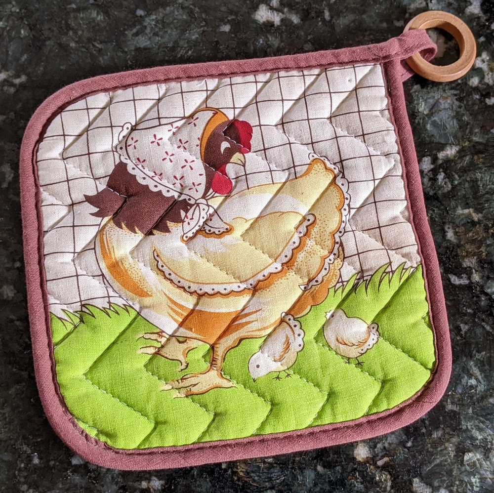 Vtg Hen & Chicks Pot Holder